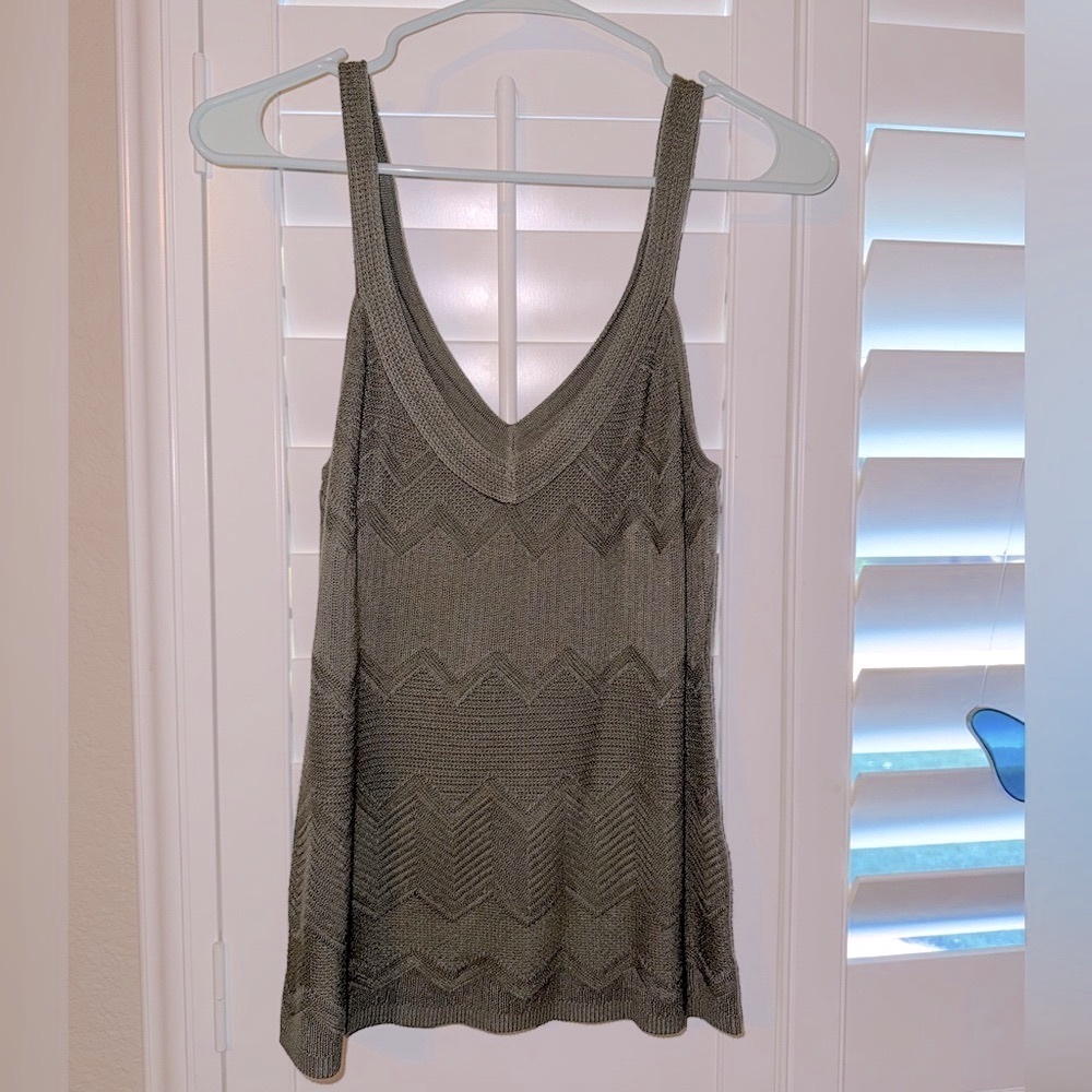 White House Black Market Olive Knit Top Excellent Condition